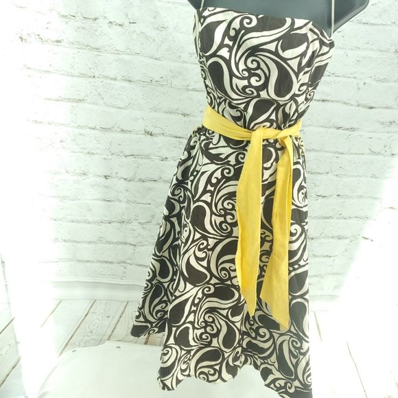 Tabitha Womens Cream Brown Paisley Print Strapless Back Zip Summer Dress… - Picture 4 of 15